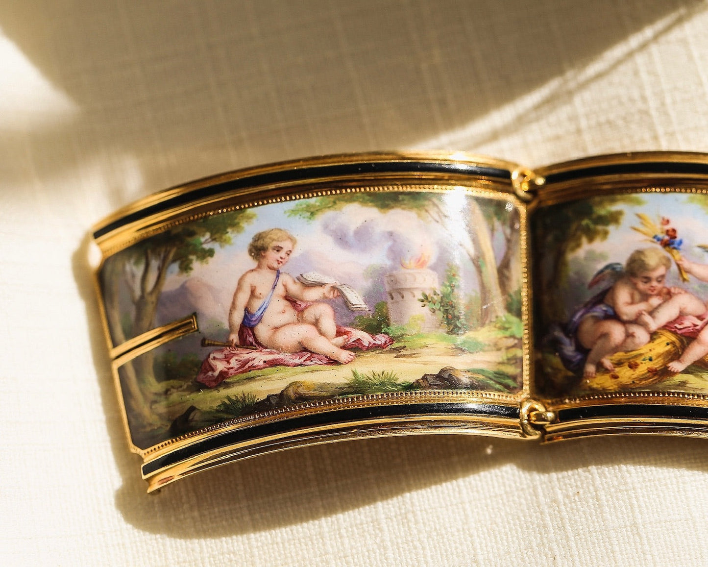 Antique Delarue Palais Royal Enamel Cherub Bracelet