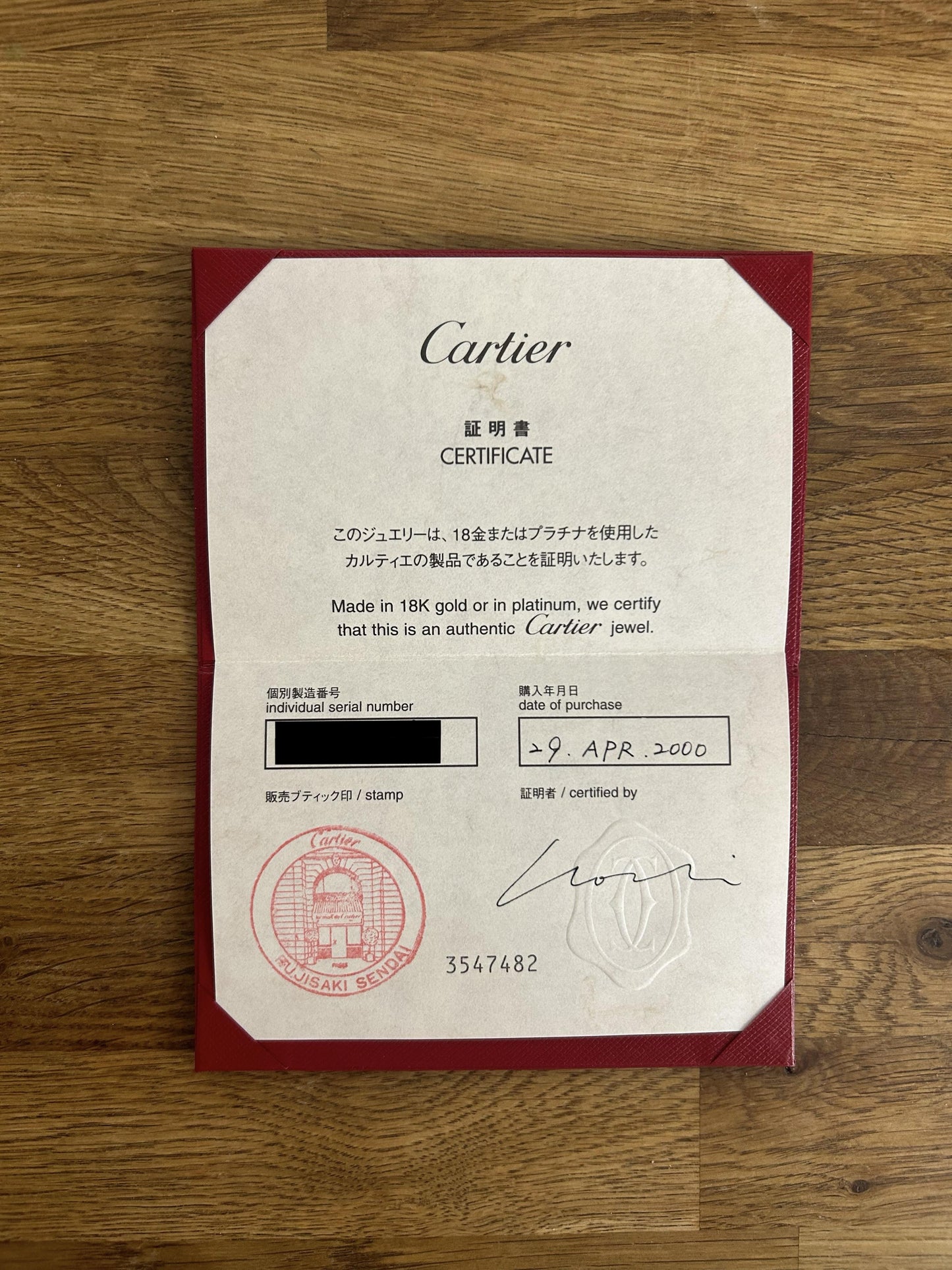 Cartier Three Diamond LOVE Ring Size J (49)