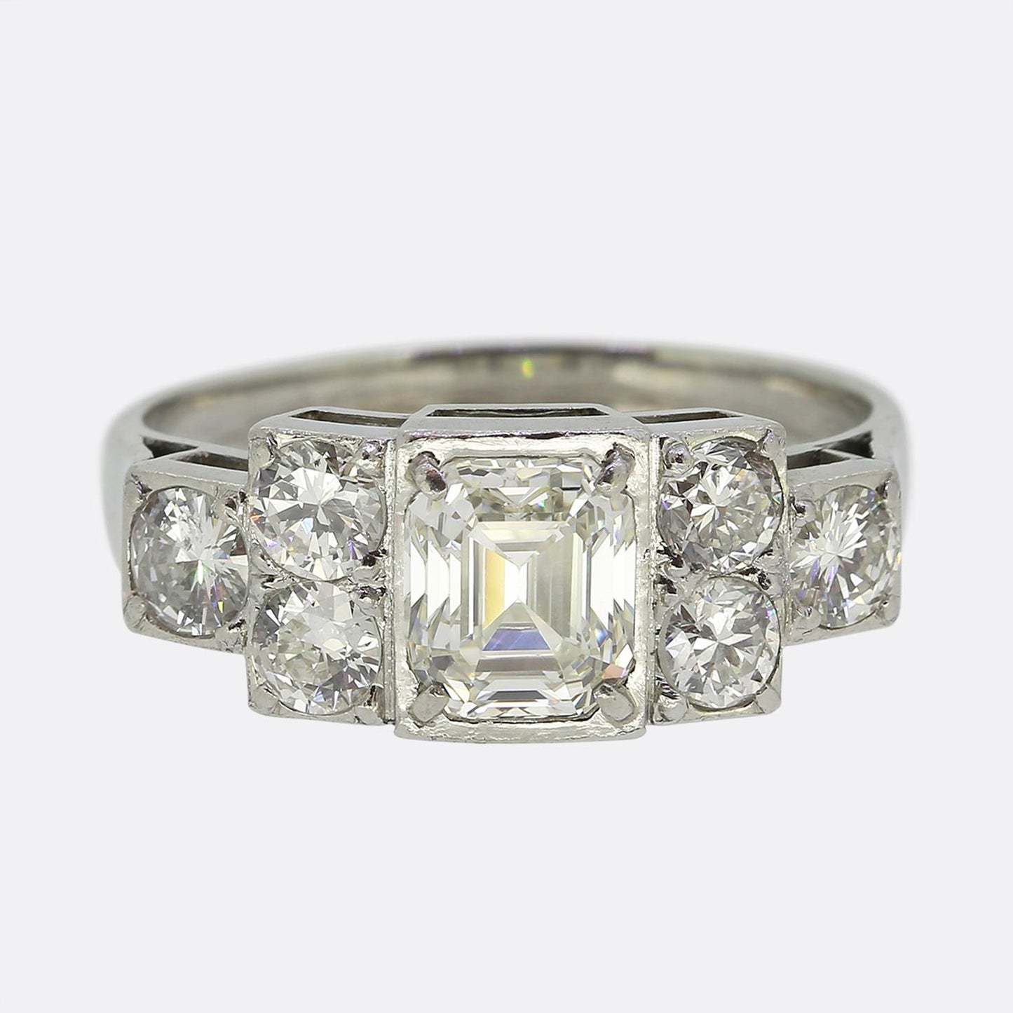Late Art Deco Asscher Cut Diamond Ring