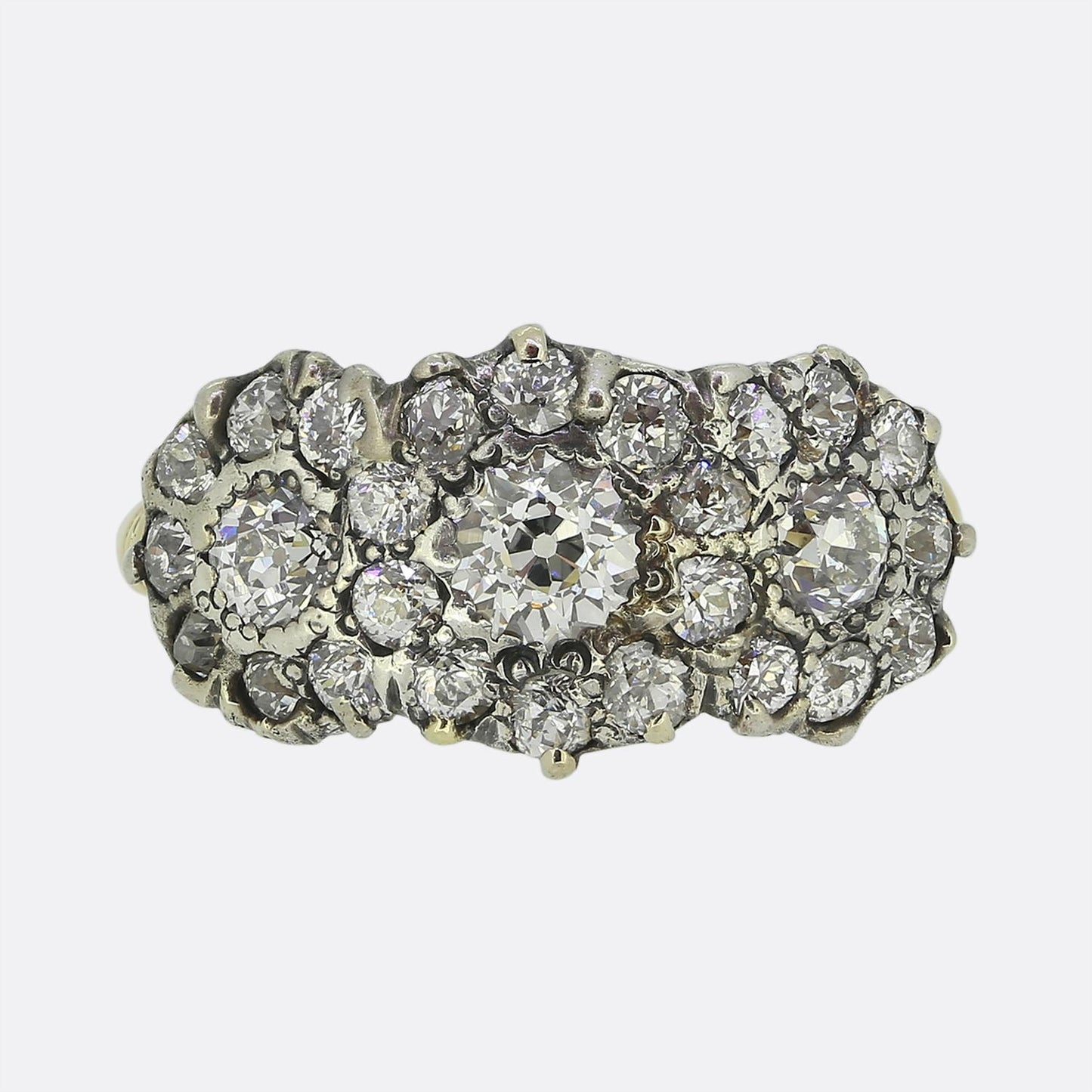 Antique Diamond Triple Cluster Ring