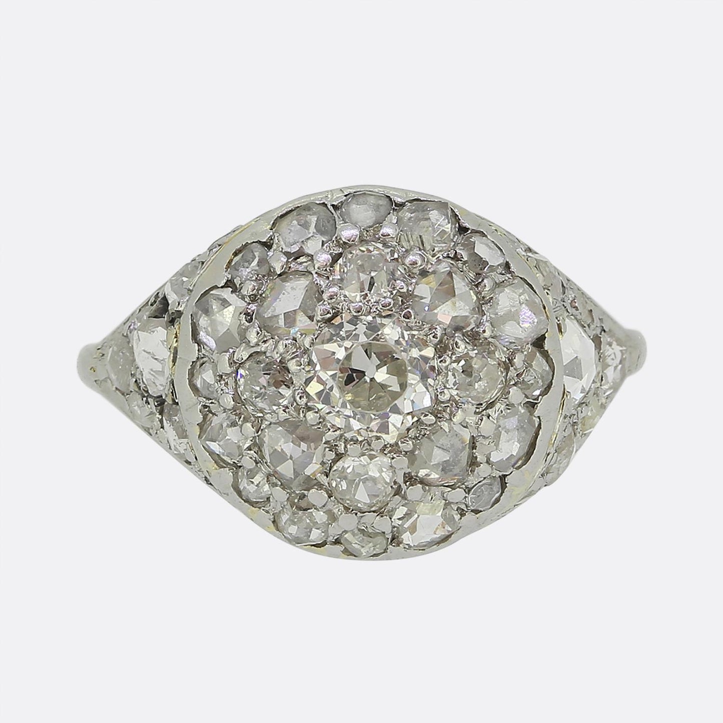 Vintage Old and Rose Cut Diamond Cluster Ring