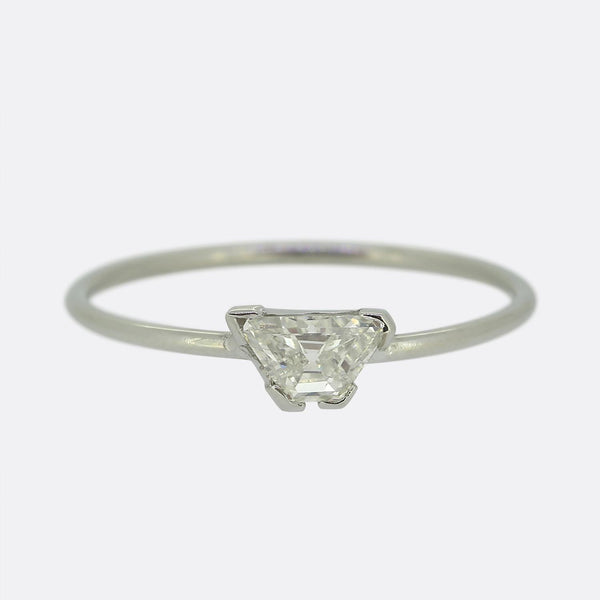 0.65 Carat Trapezoid-Cut Diamond Solitaire Ring