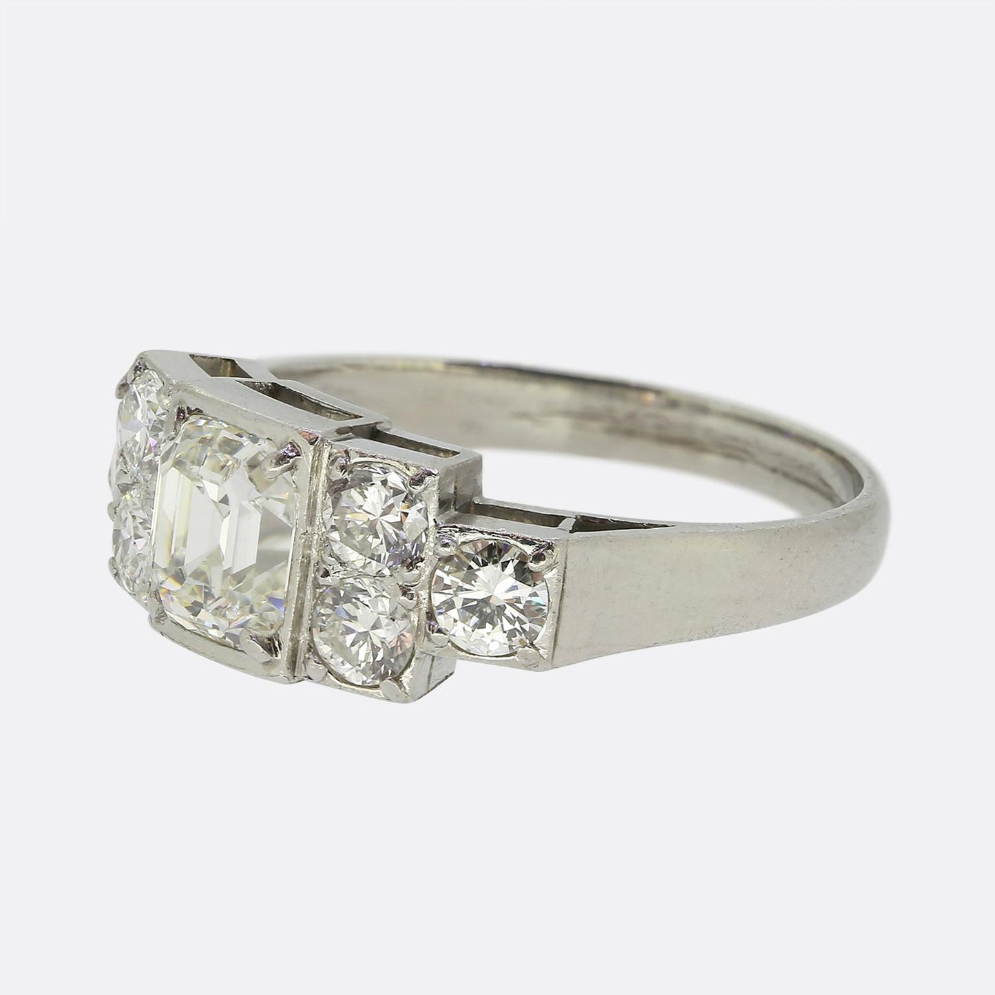Late Art Deco Asscher Cut Diamond Ring