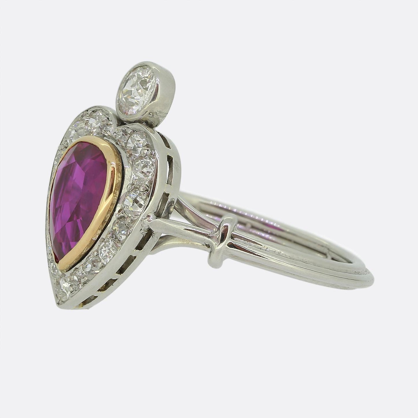 Antique 1.60 Carat Burmese Ruby and Diamond Cluster Ring