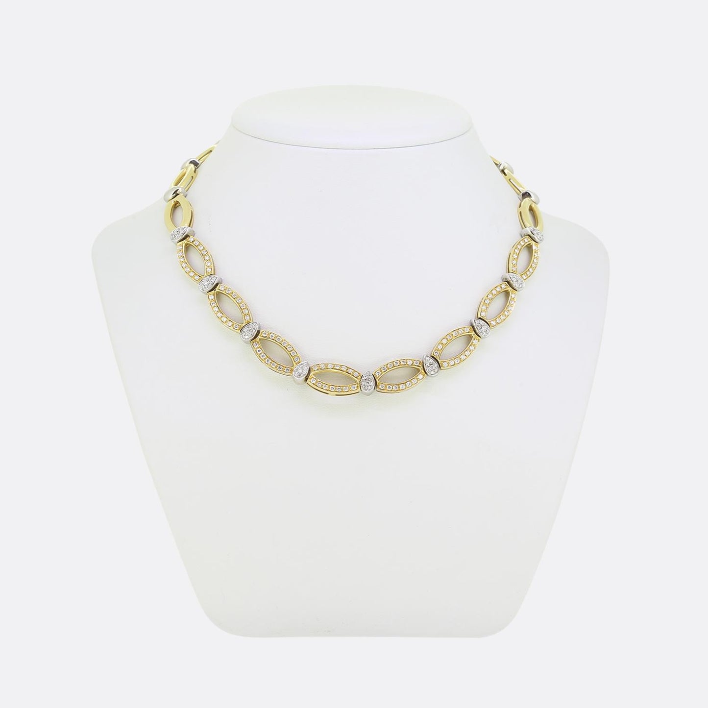 2.50 Carat Diamond Oval Link Collar Necklace