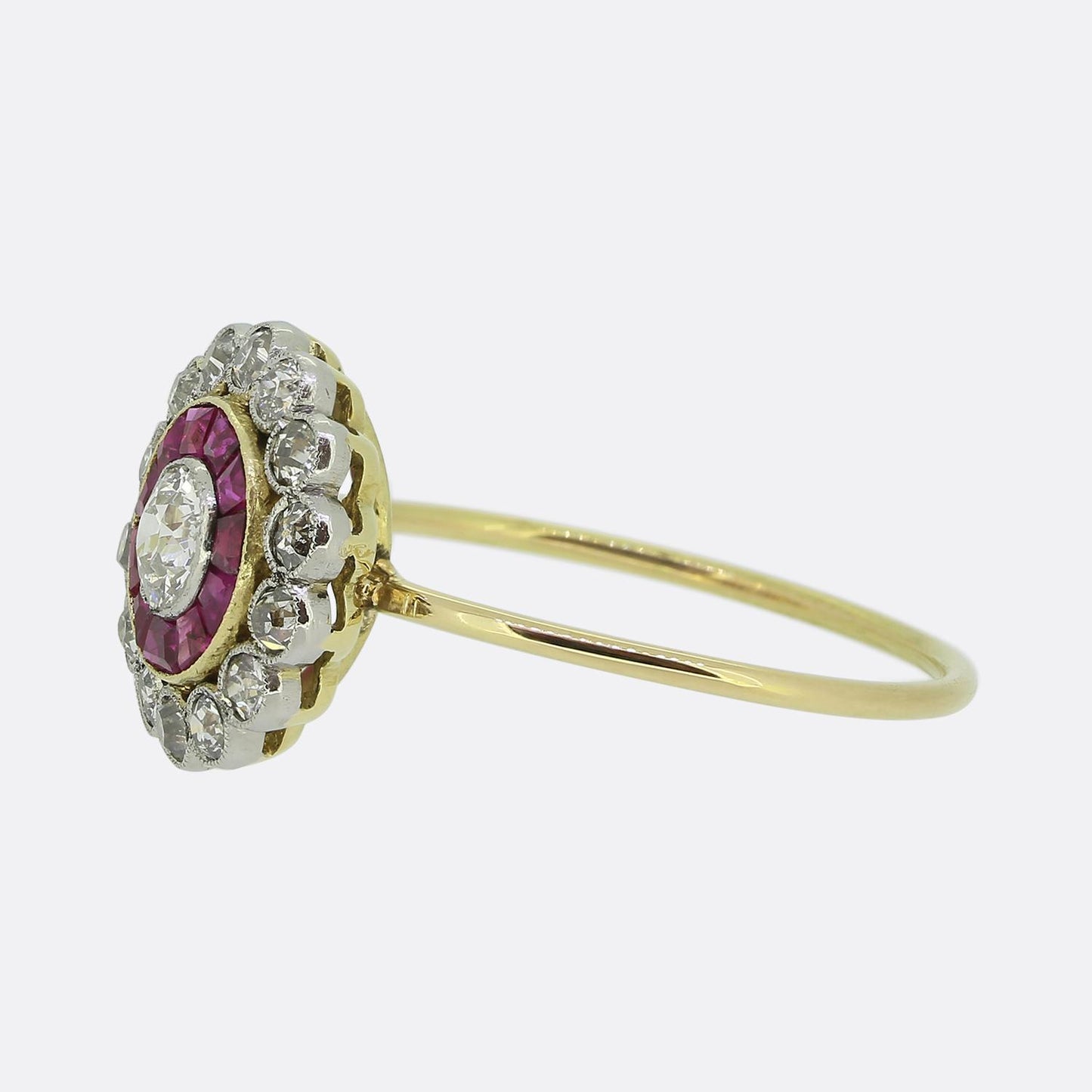 Art Deco Ruby and Diamond Cluster Ring