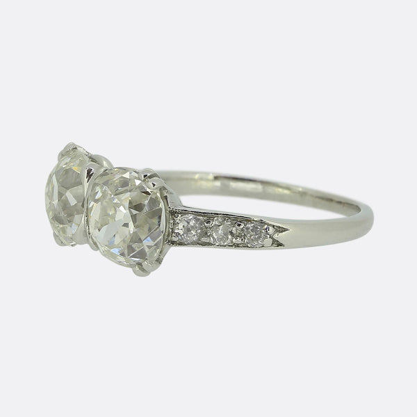 Edwardian 2.95 Carat Old Cut Diamond Two-Stone Ring