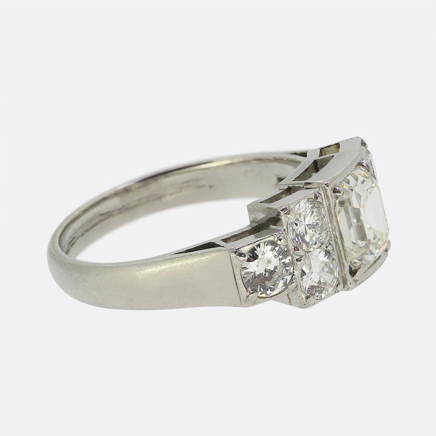 Late Art Deco Asscher Cut Diamond Ring