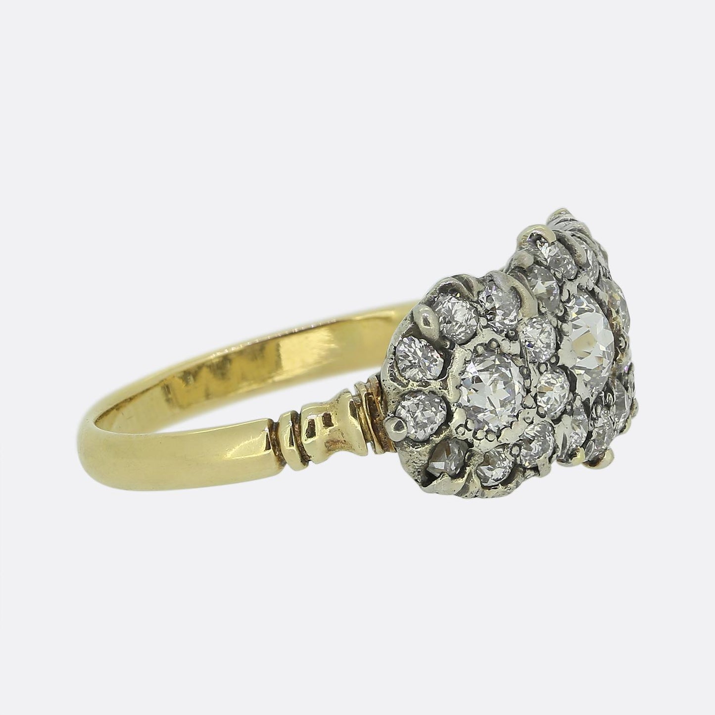 Antique Diamond Triple Cluster Ring