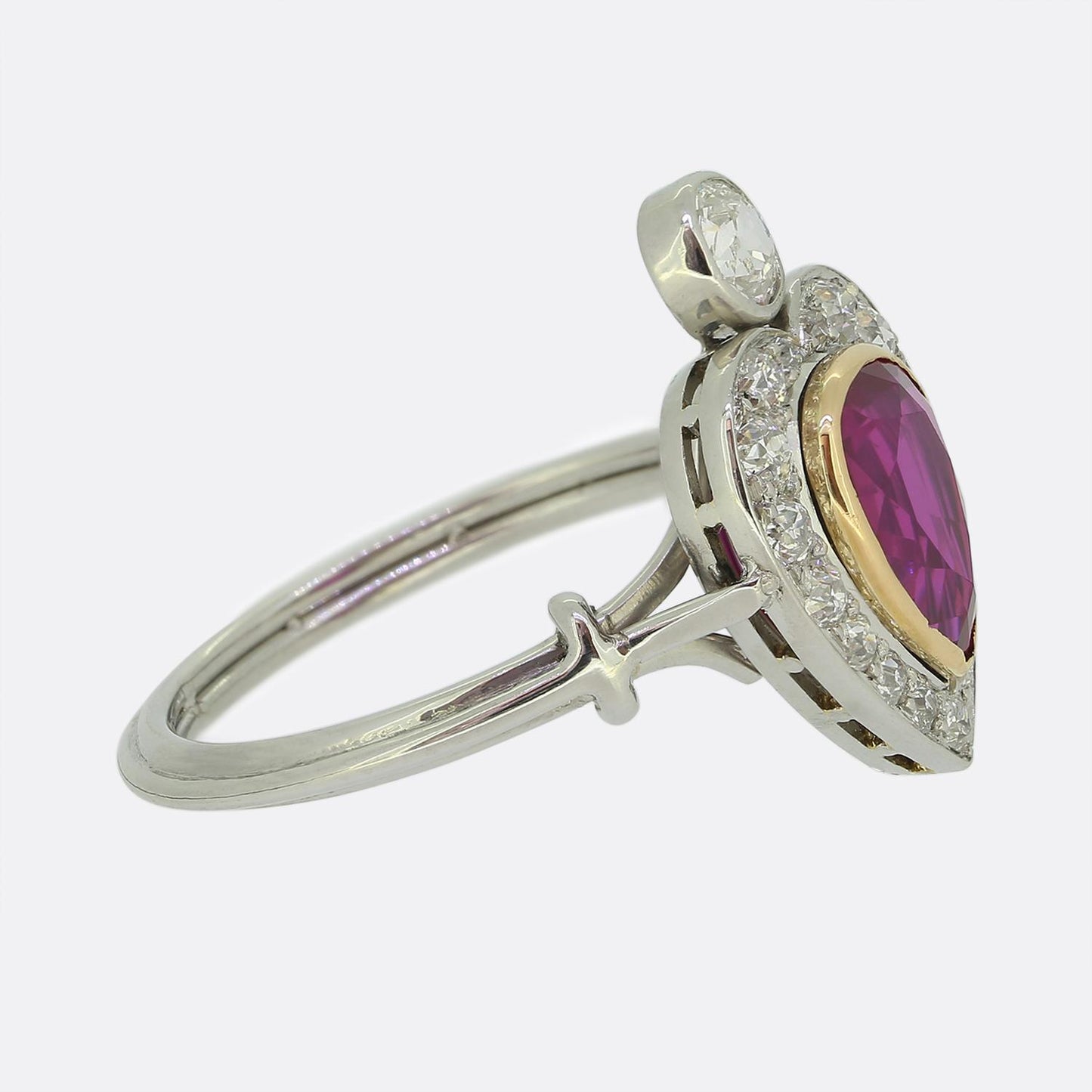Antique 1.60 Carat Burmese Ruby and Diamond Cluster Ring
