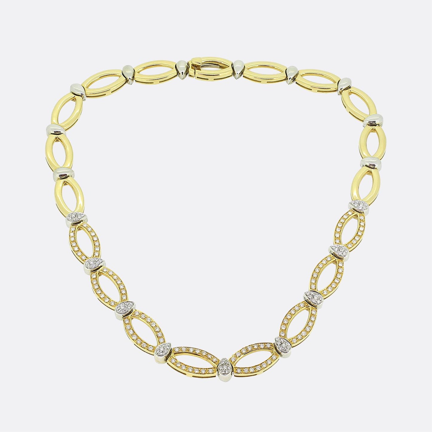 2.50 Carat Diamond Oval Link Collar Necklace