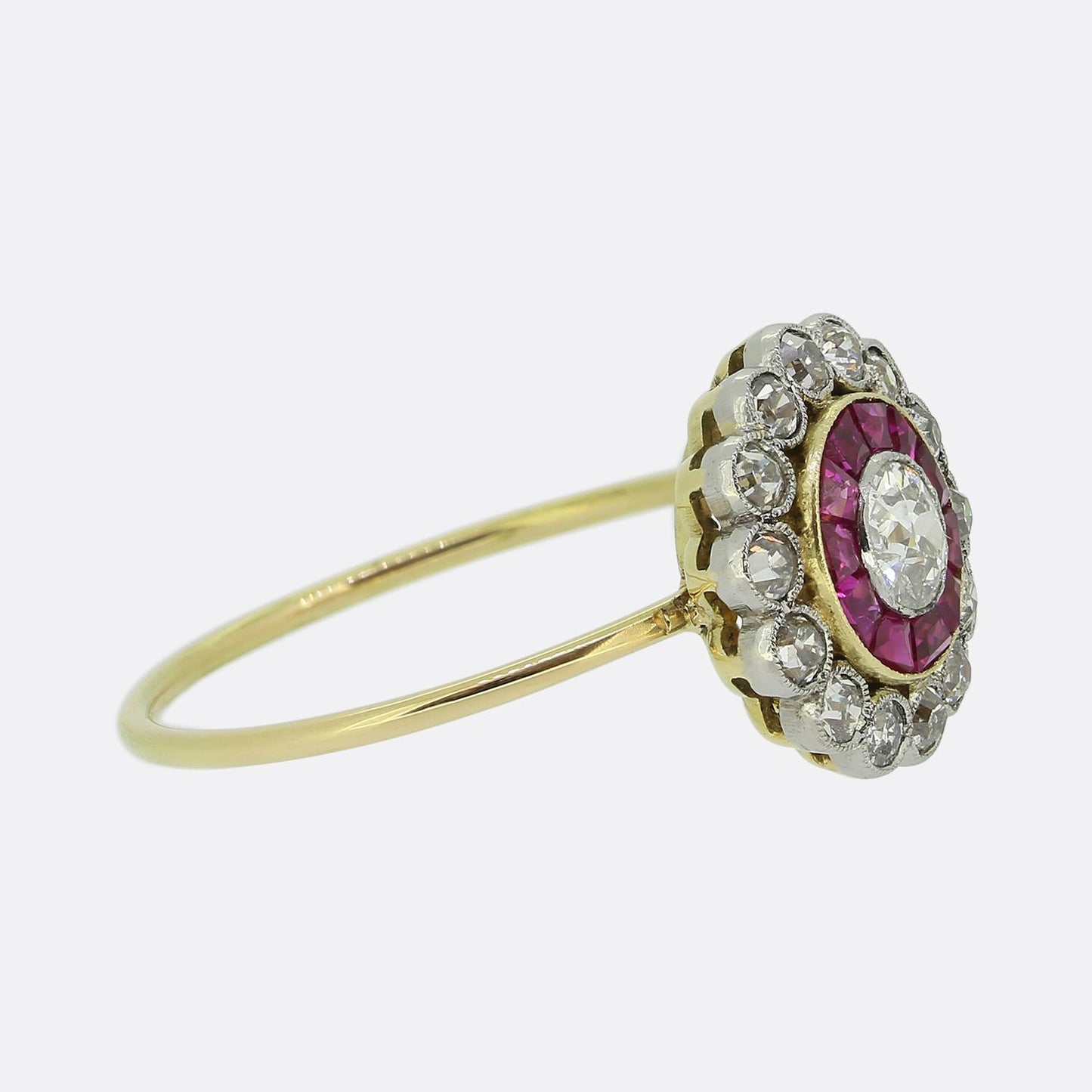 Art Deco Ruby and Diamond Cluster Ring