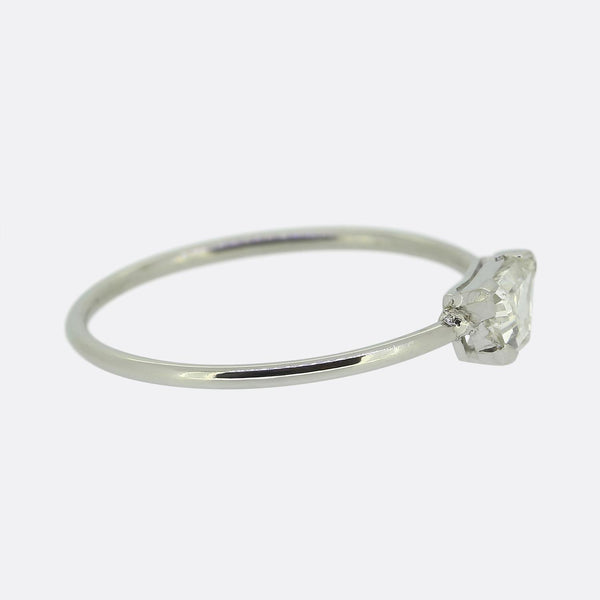 0.65 Carat Trapezoid-Cut Diamond Solitaire Ring