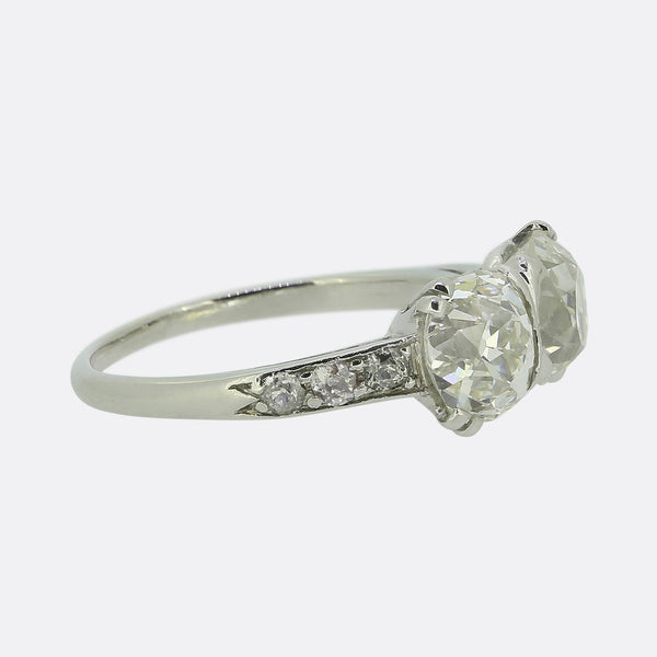 Edwardian 2.95 Carat Old Cut Diamond Two-Stone Ring