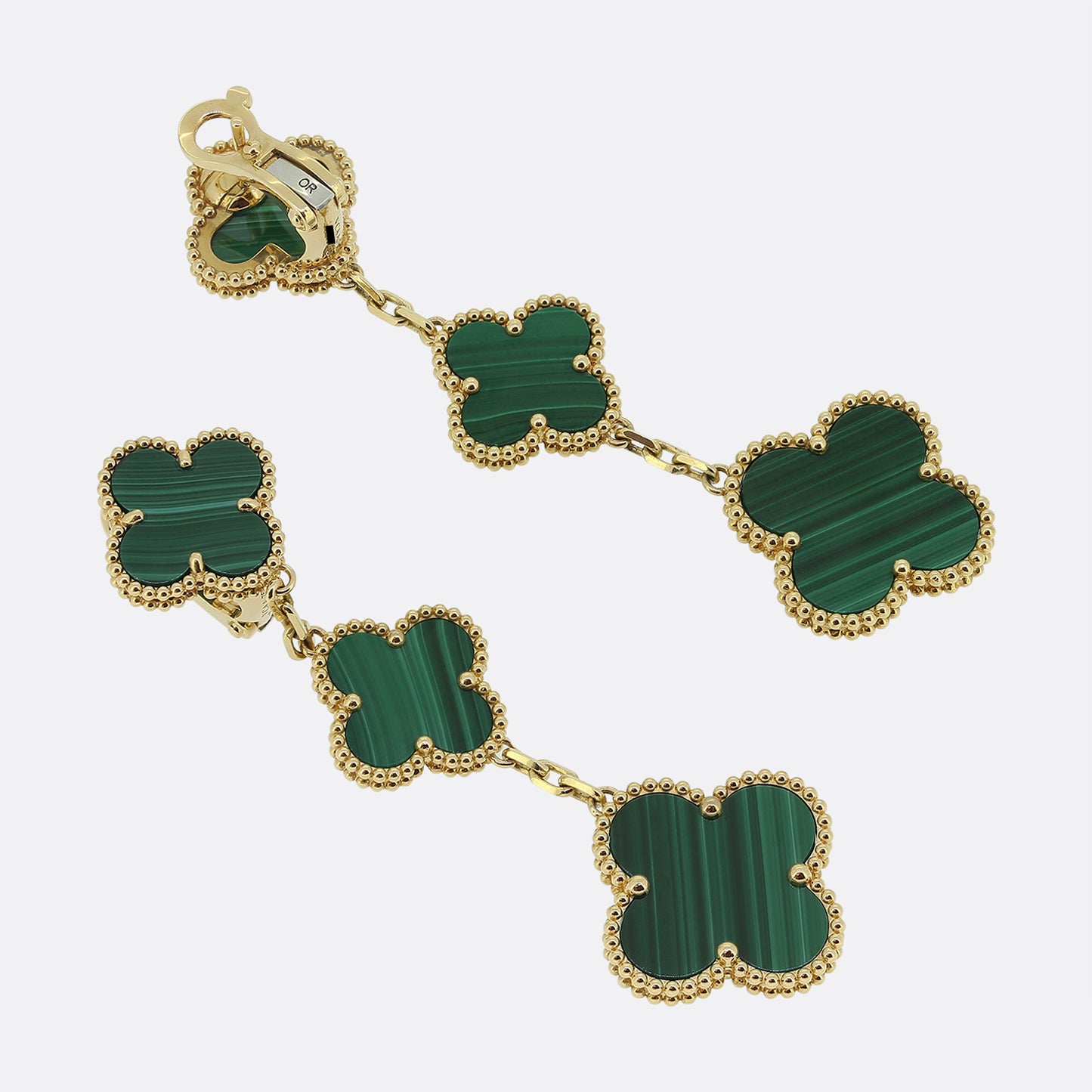Van Cleef & Arples Malachite Magic Alhambra Earrings