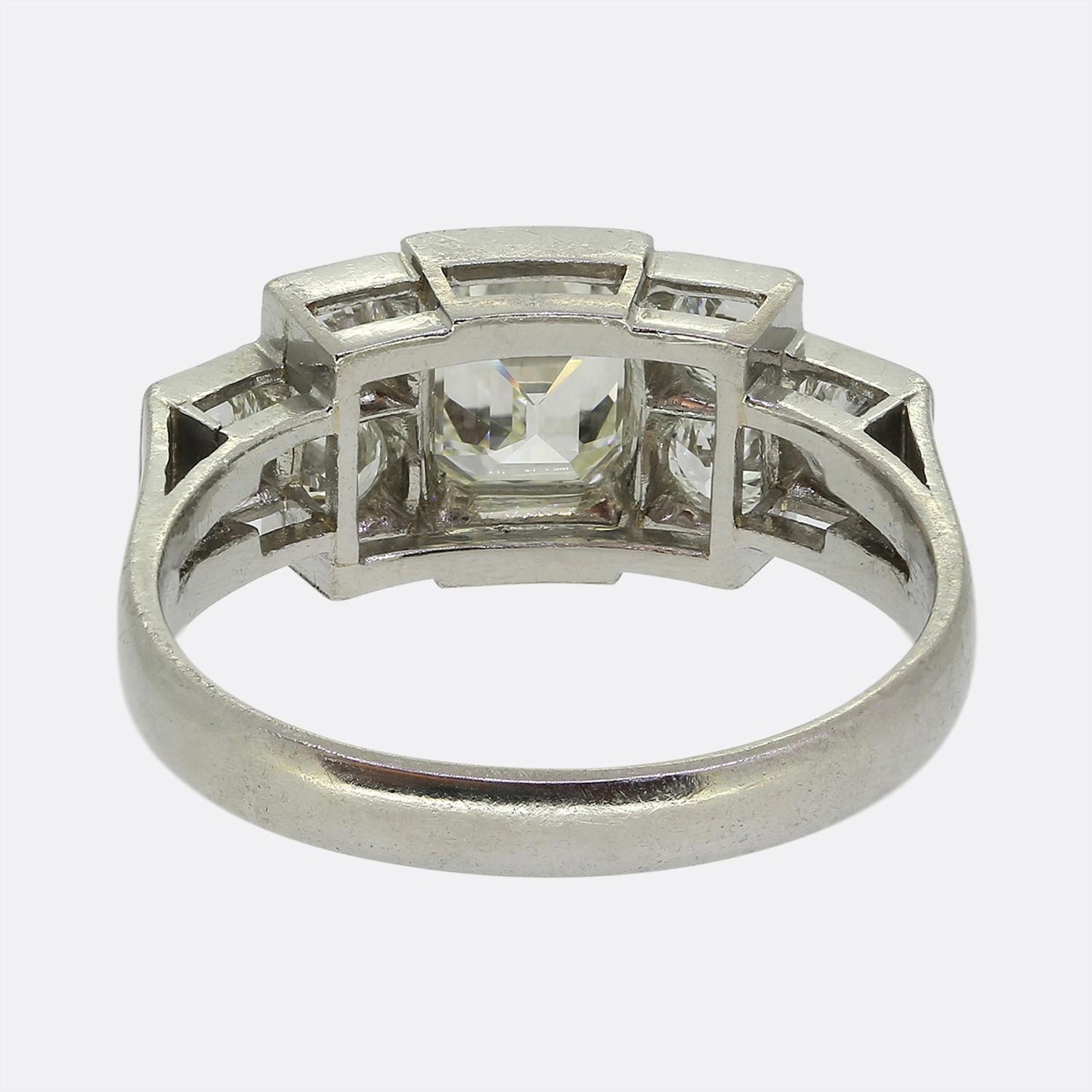 Late Art Deco Asscher Cut Diamond Ring