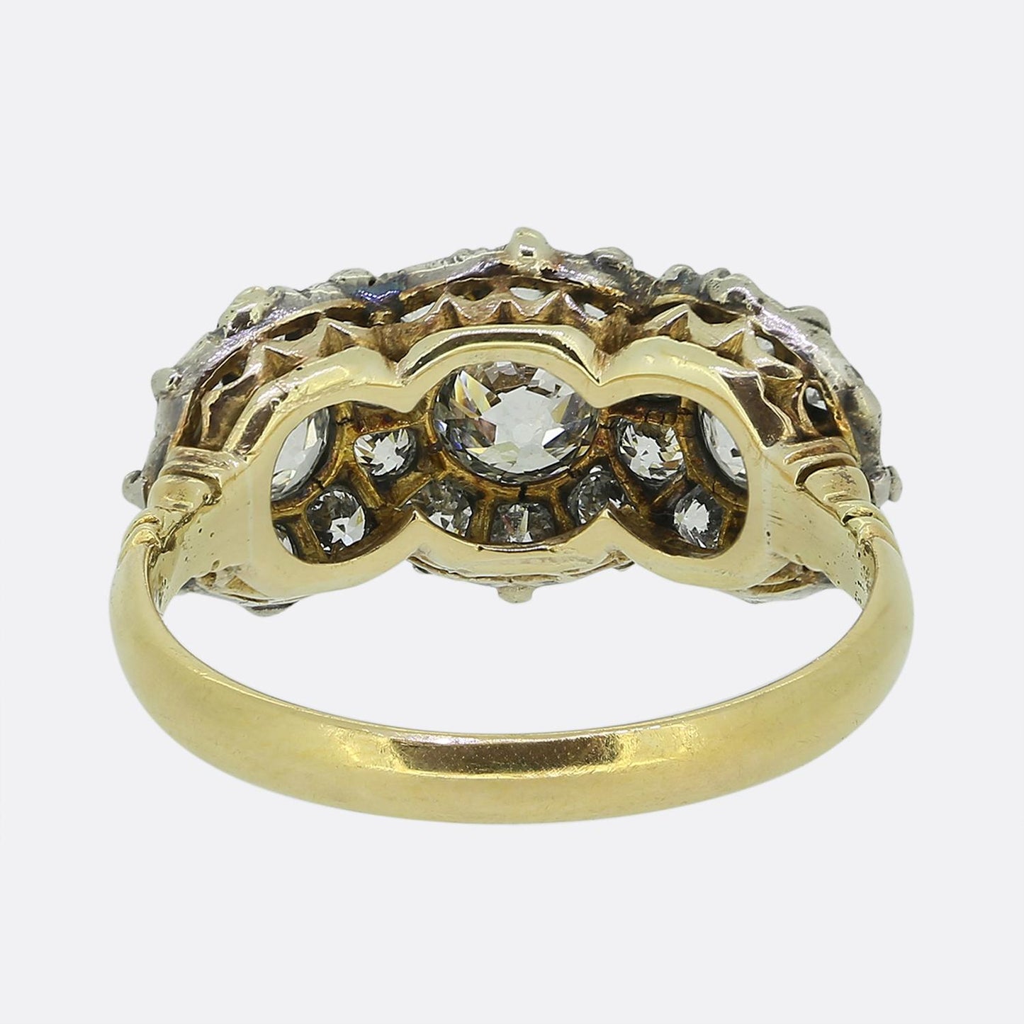 Antique Diamond Triple Cluster Ring