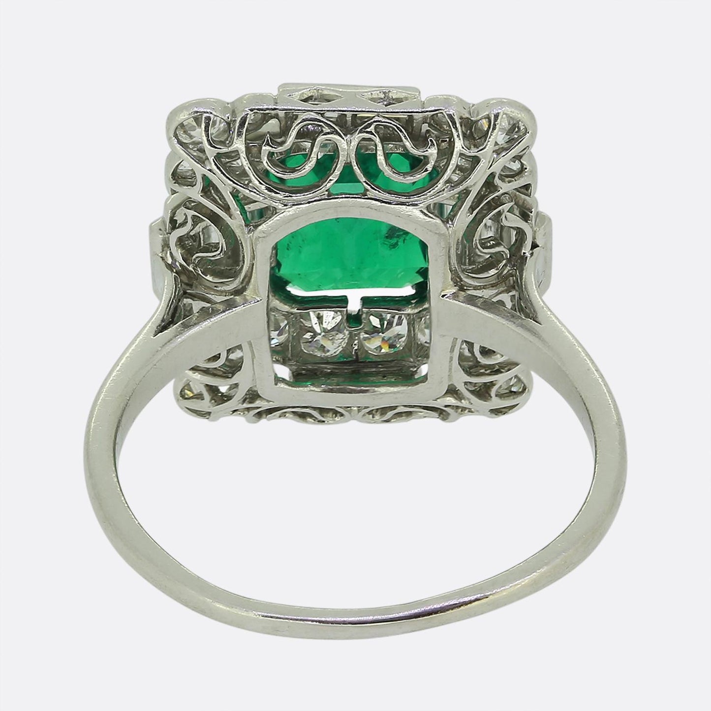 Art Deco 1.80 Carat Colombian Emerald and Diamond Ring