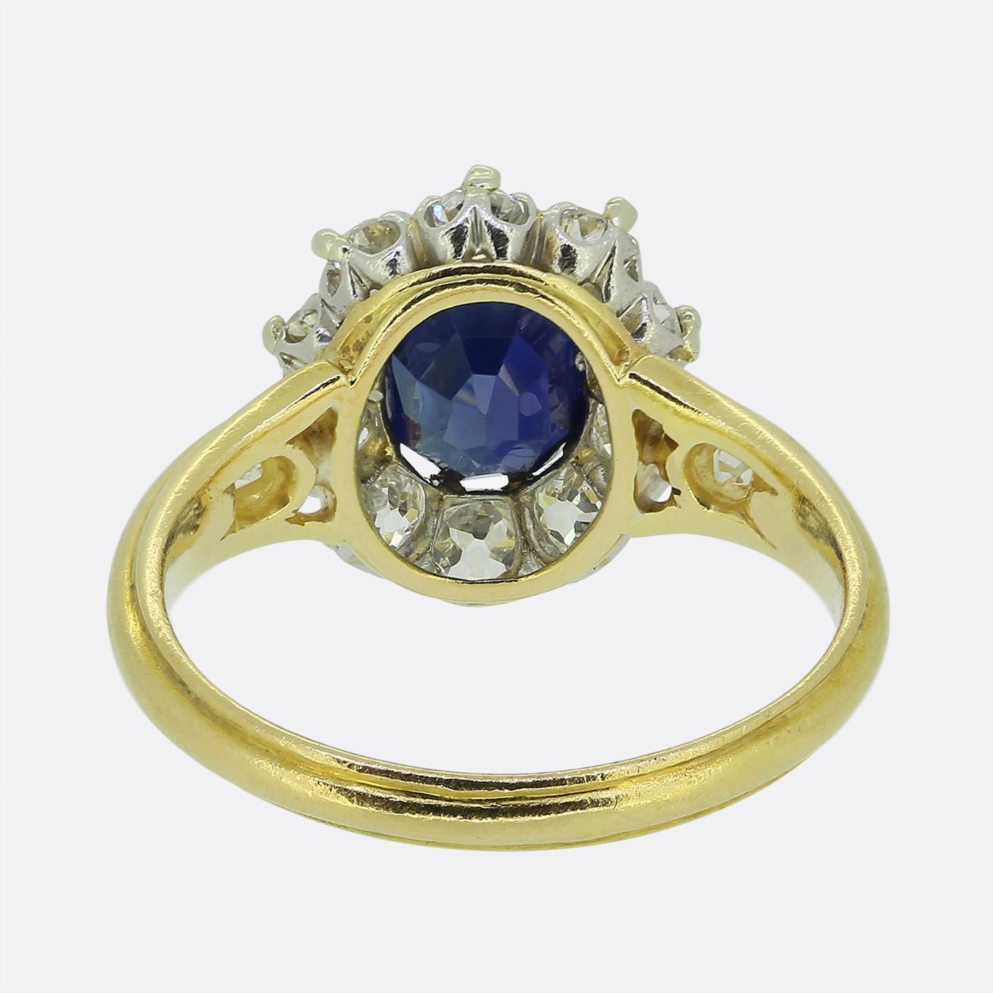 Antique 1.40 Carat Sapphire and Diamond Cluster Ring