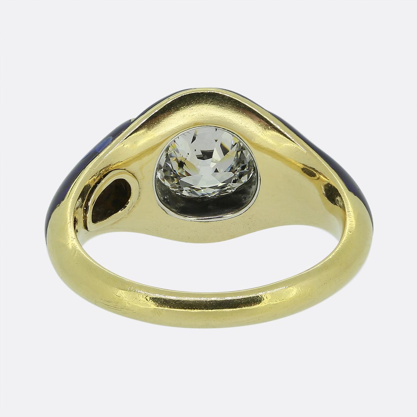 Antique 1.00 Carat Diamond and Enamel Single-Stone Ring