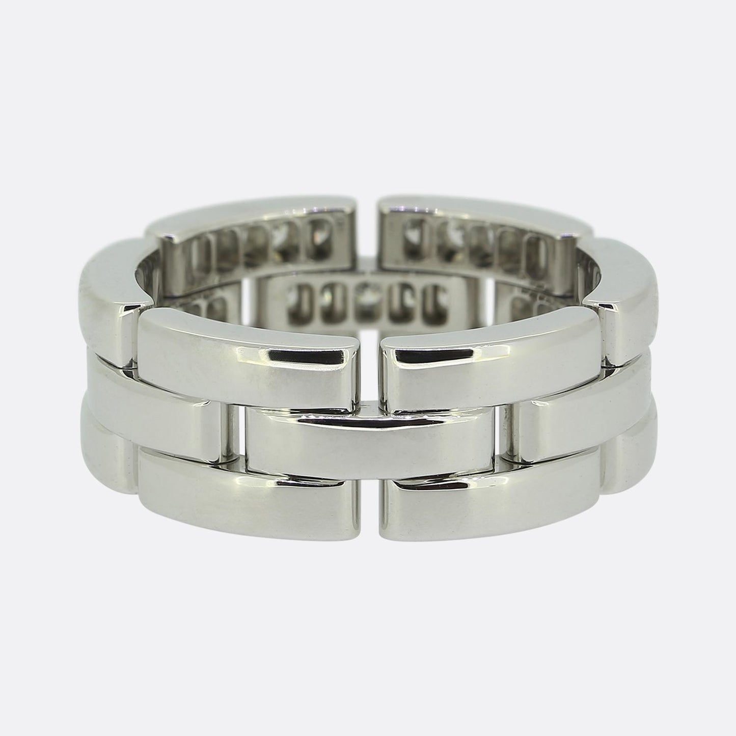 Carter Maillon Panthère Triple Row Half-Paved Diamond Ring Size P (56)