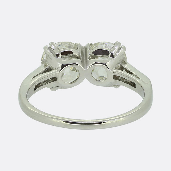 Edwardian 2.95 Carat Old Cut Diamond Two-Stone Ring