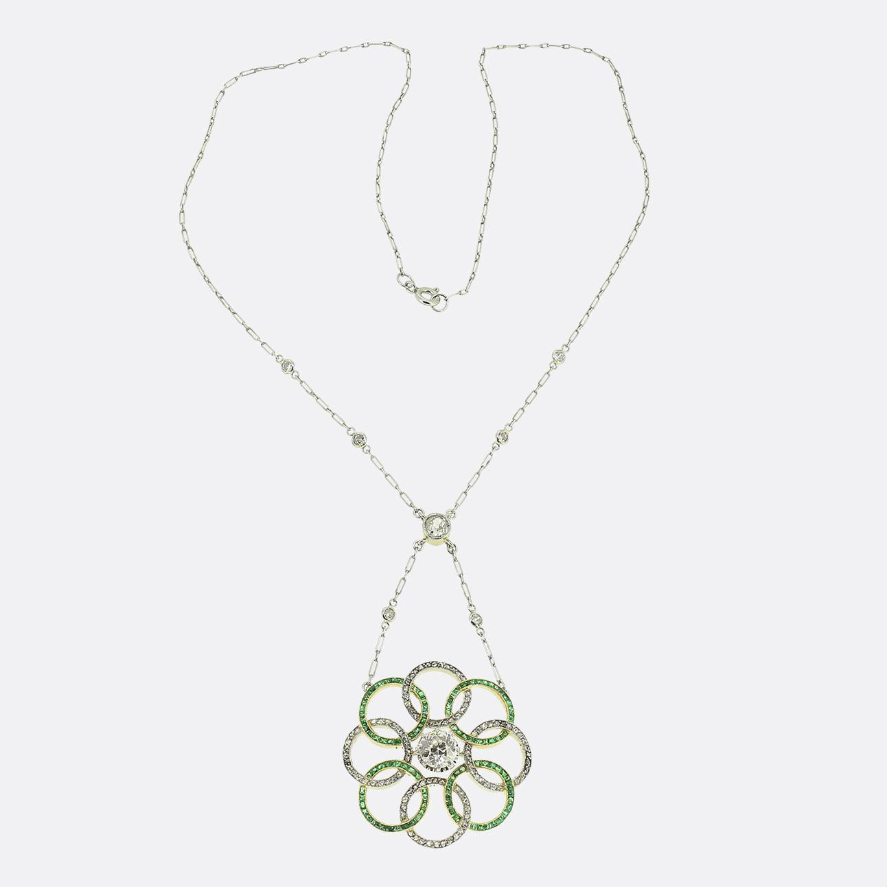 Art Deco Emerald and Diamond Necklace