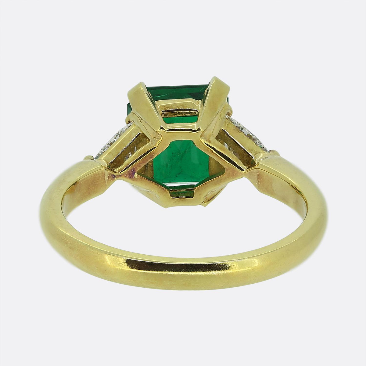 1.80 Carat Emerald and Diamond Three-Stone Ring