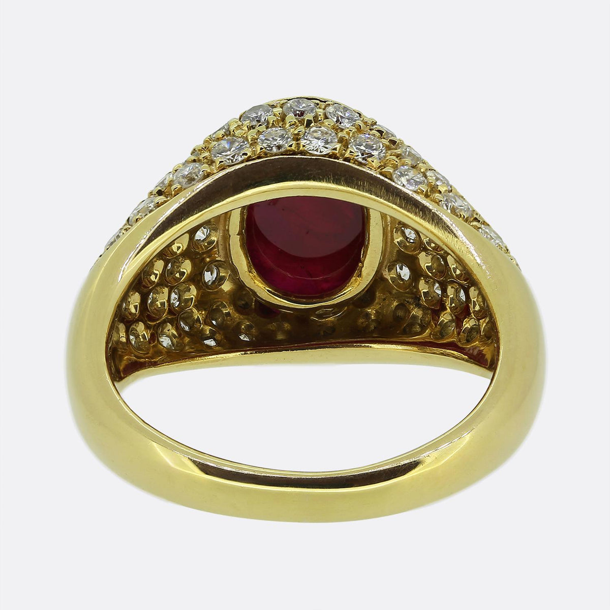 Vintage Cabochon Ruby and Diamond Ring