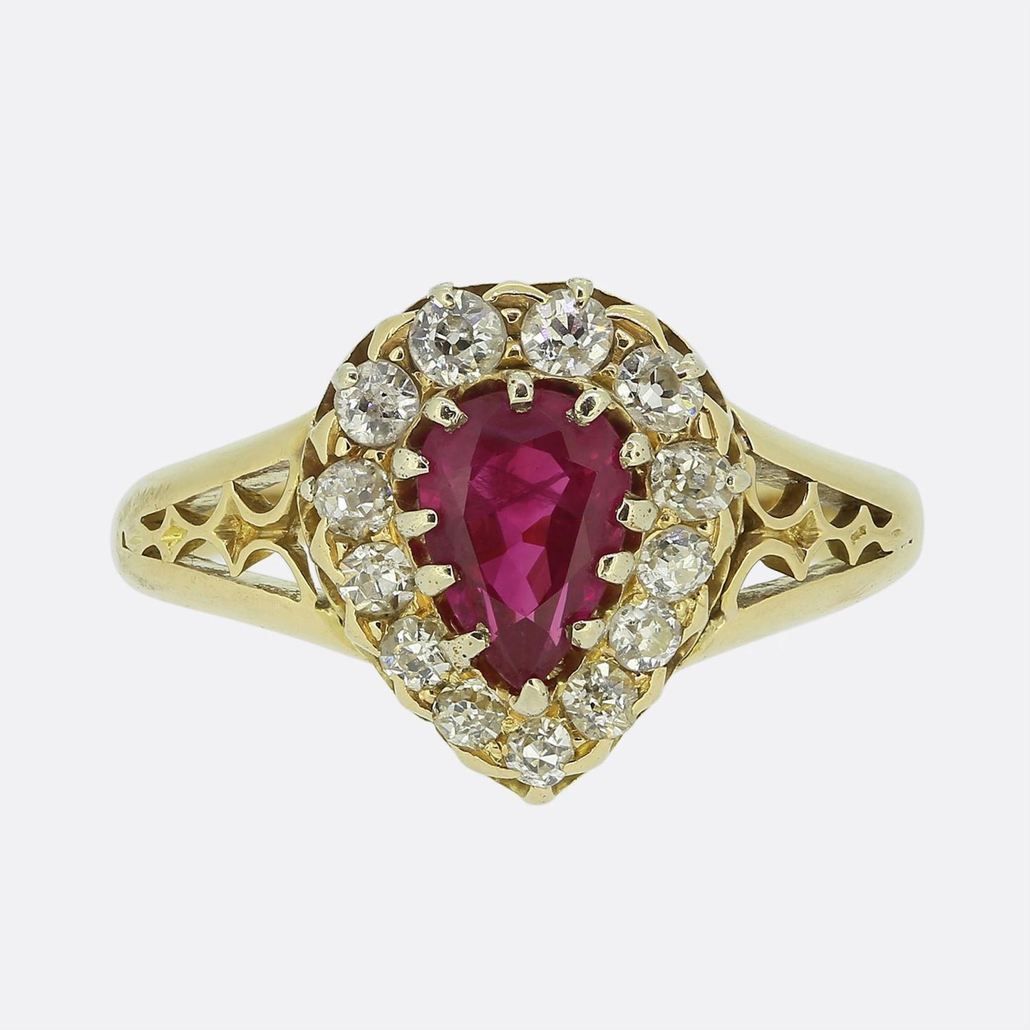 Victorian Ruby and Diamond Cluster Ring