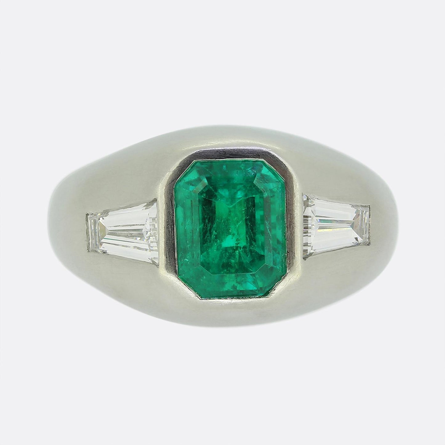 3.00 Carat Emerald and Diamond Three-Stone Ring