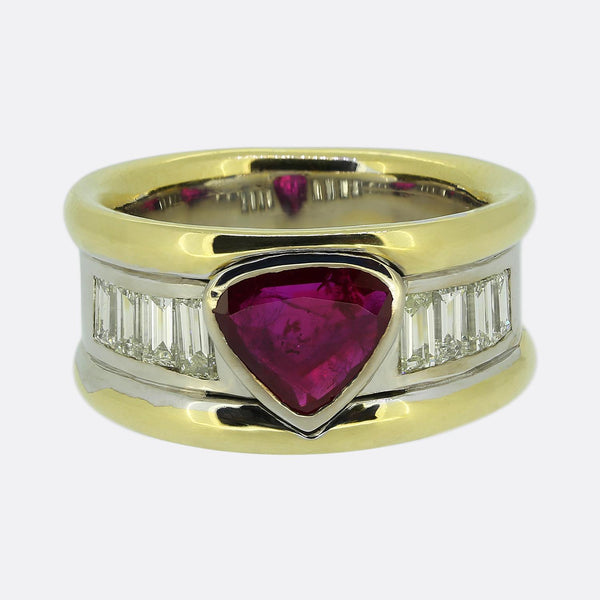Vintage Ruby and Diamond Band Ring