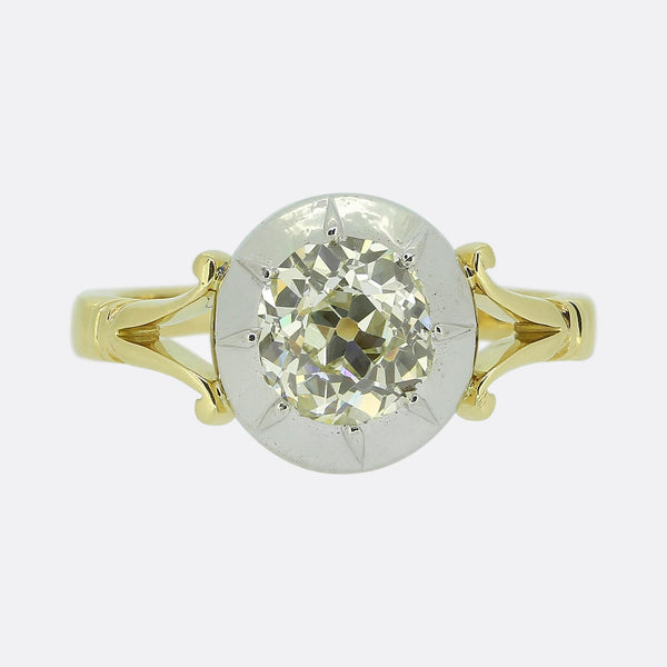 1.63 Carat Cushion Cut Diamond Solitaire Ring