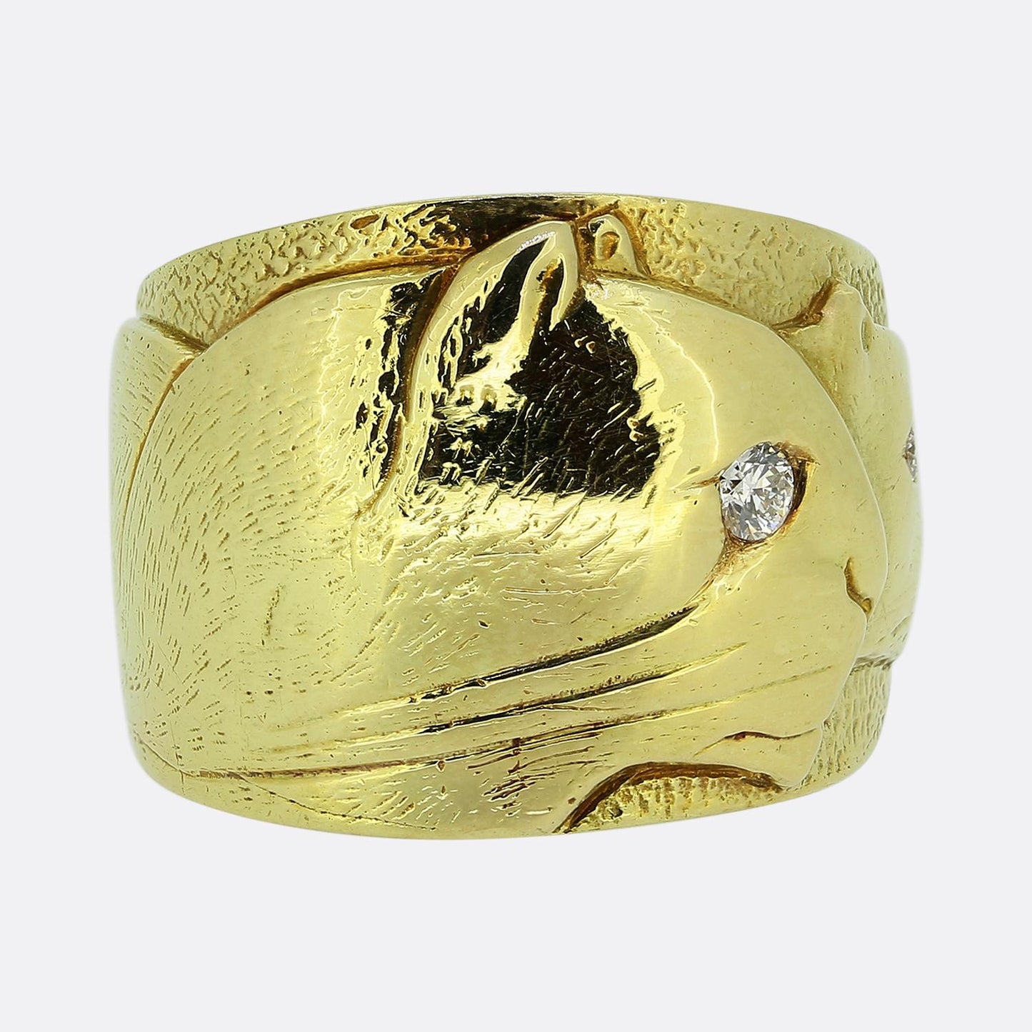 Vintage Two-Diamond Double Panther Ring