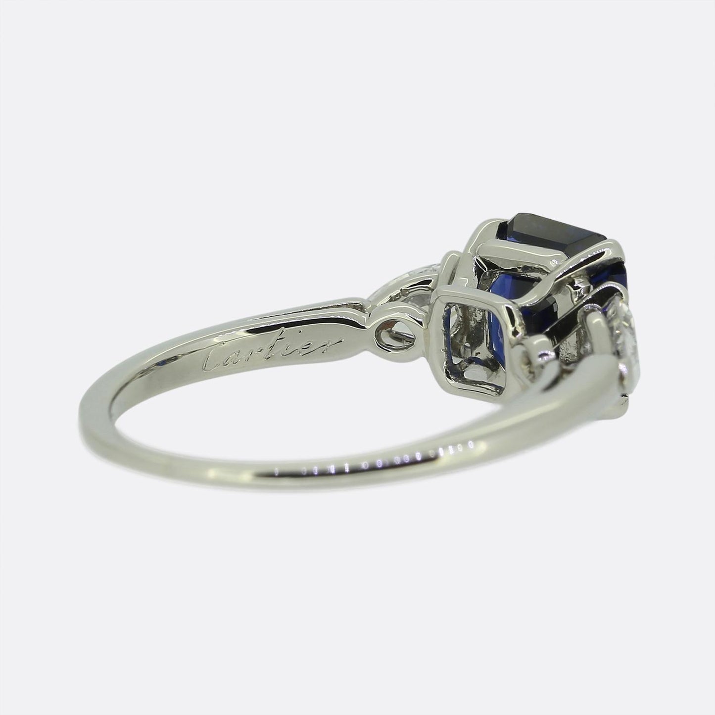 Cartier Sapphire and Diamond Three-Stone Ring