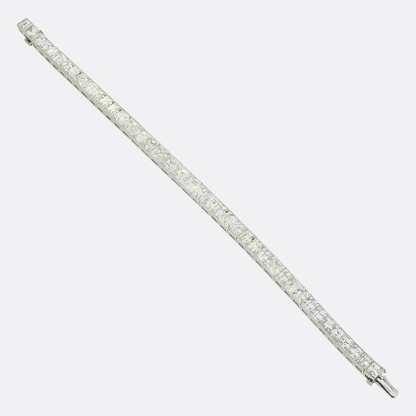 21.00 Carat Carré Cut Diamond Line Bracelet
