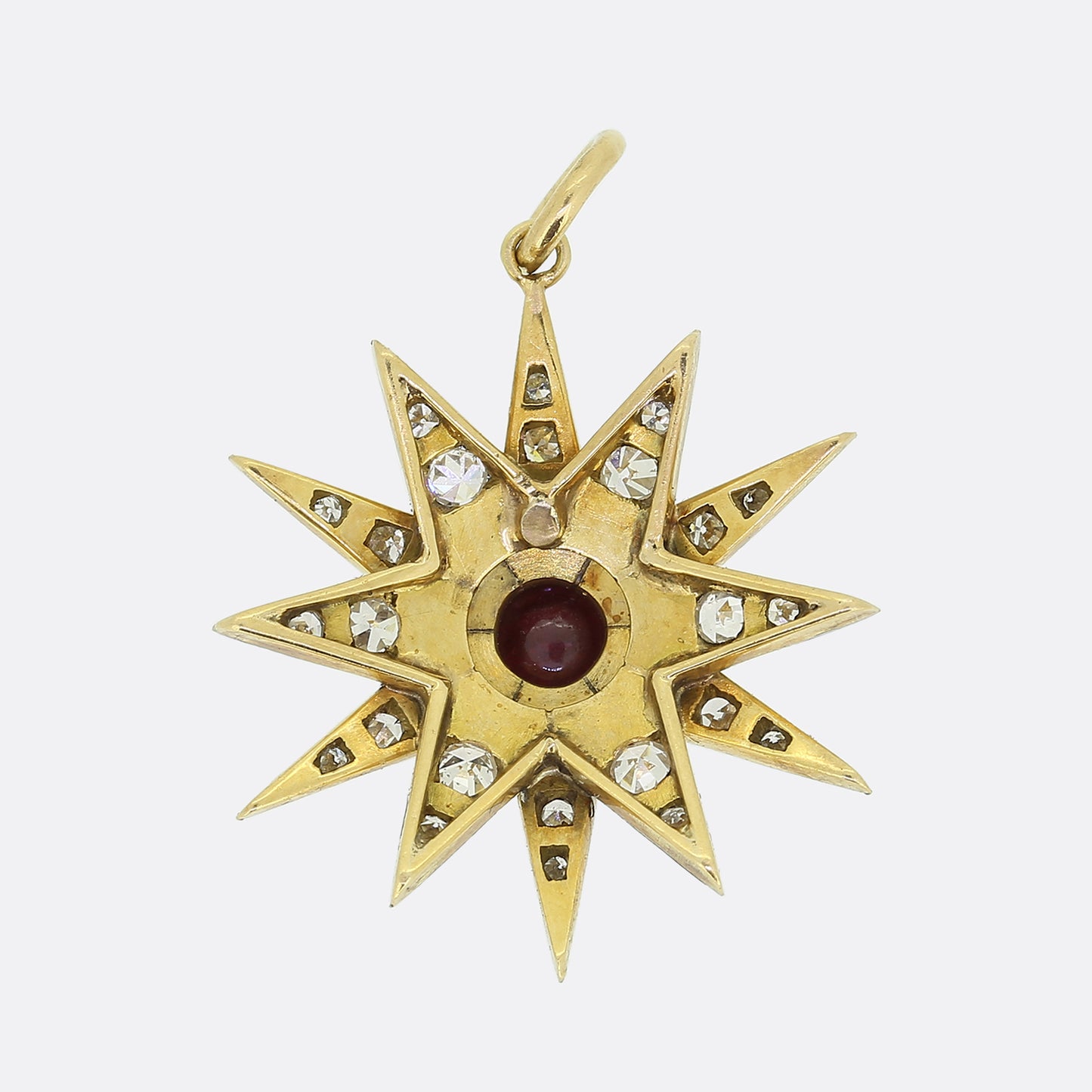 Edwardian Cabochon Ruby and Diamond Star Pendant