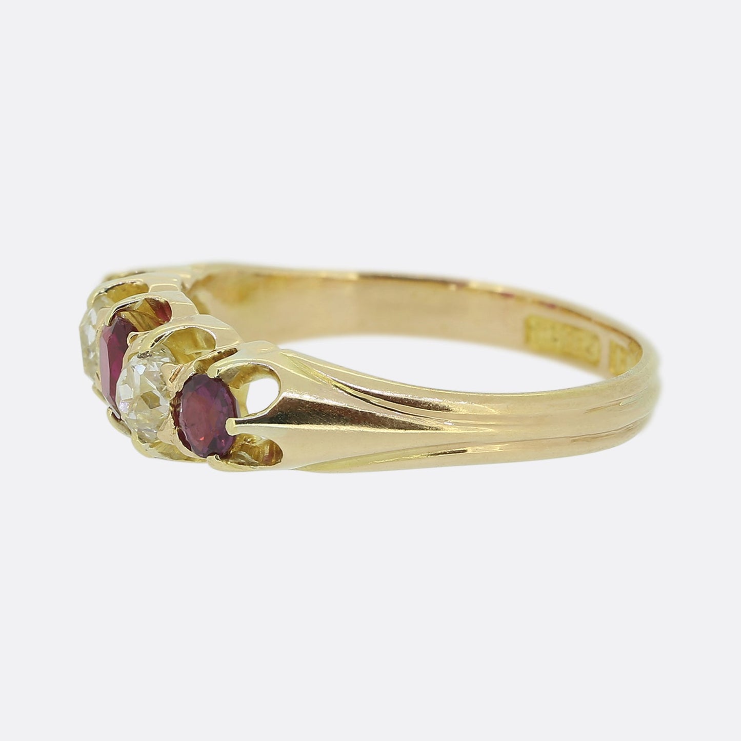 Edwardian Five-Stone Ruby and Diamond Ring