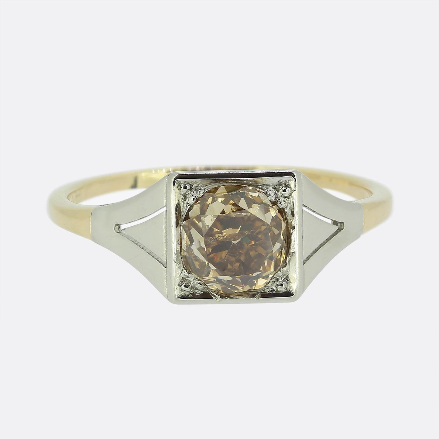 Vintage 1.87 Old Cut Fancy Brown Diamond Engagement Ring
