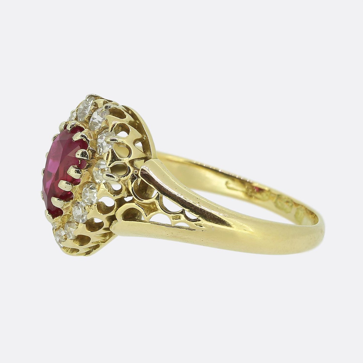 Victorian Ruby and Diamond Cluster Ring