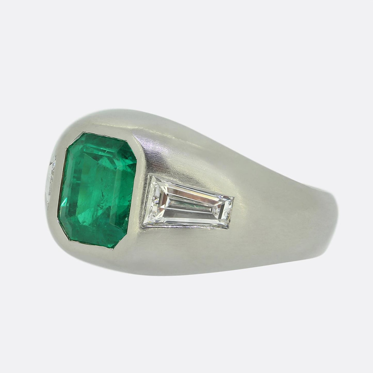3.00 Carat Emerald and Diamond Three-Stone Ring