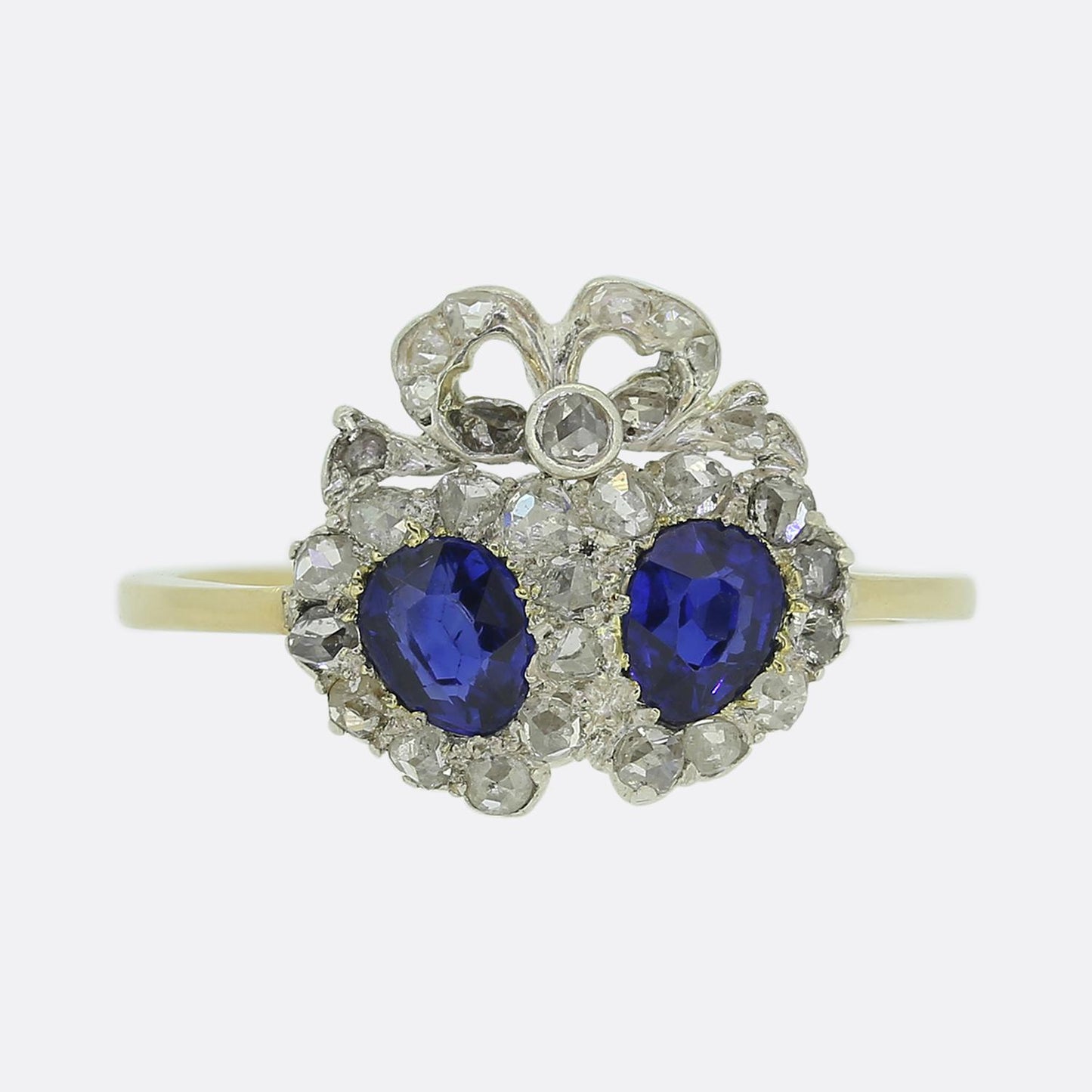 Victorian Sapphire and Diamond Double Heart Ring