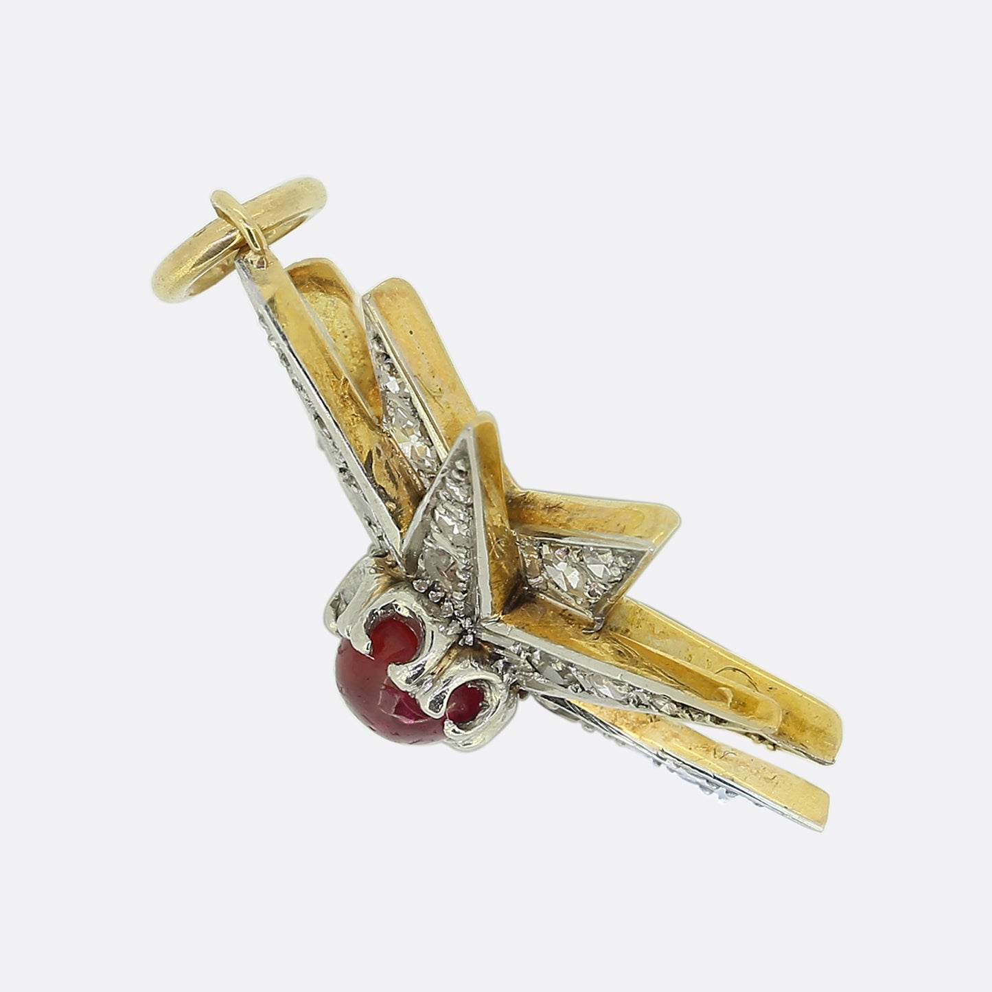 Edwardian Cabochon Ruby and Diamond Star Pendant