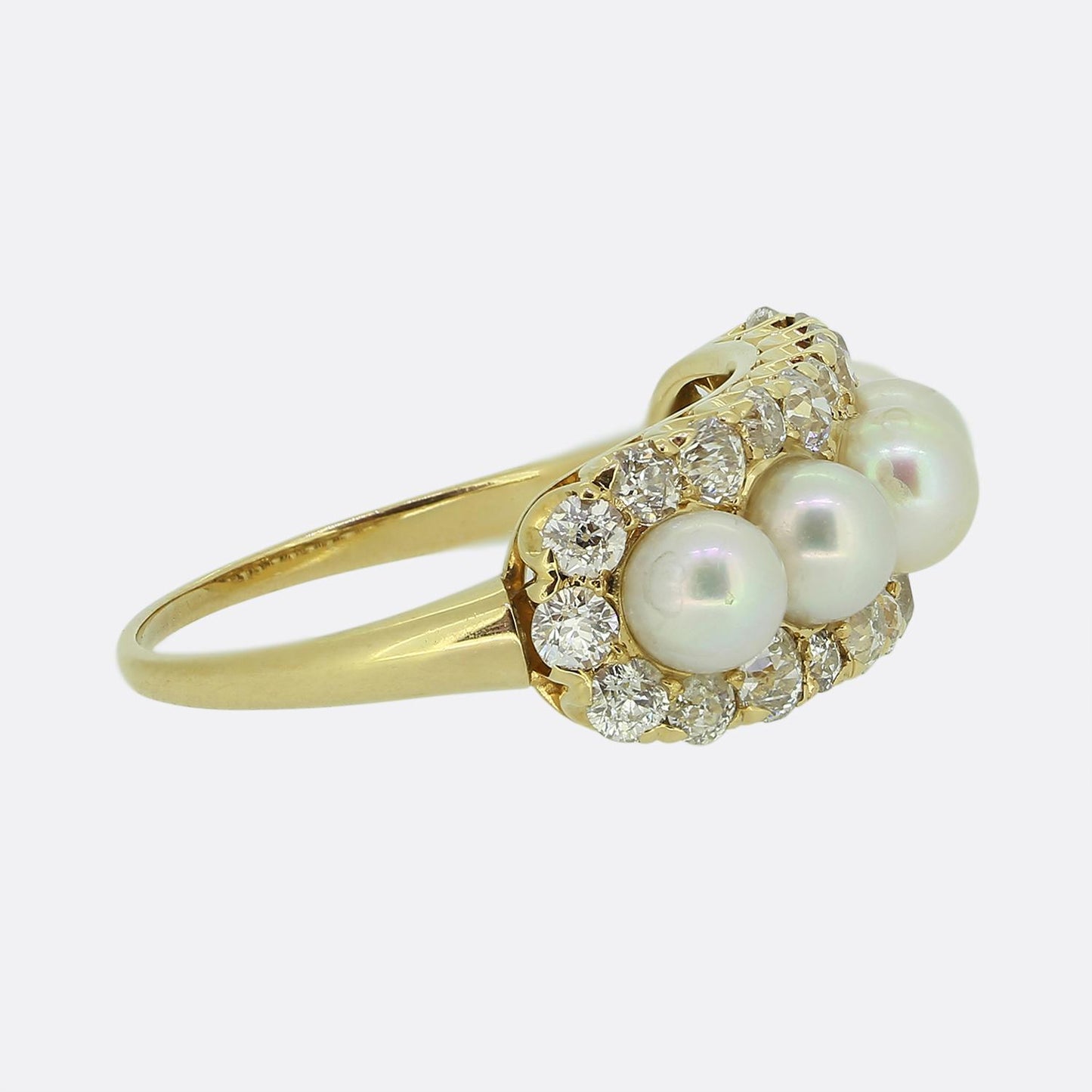 Antique Five-Stone Pearl and Diamond Ring