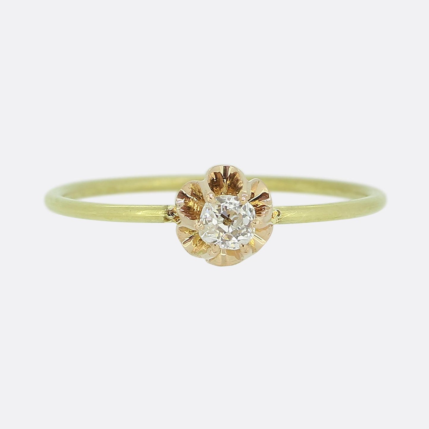 Vintage 0.12 Carat Diamond Stackable Flower Ring