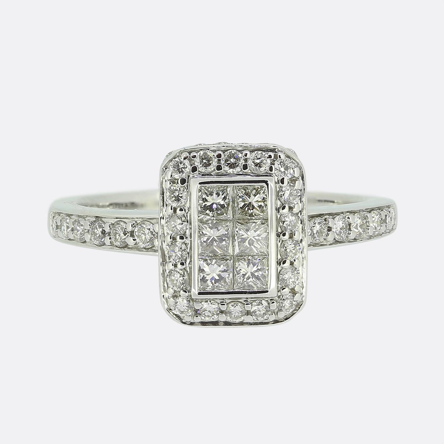 0.74 Carat Rectangular Diamond Ring