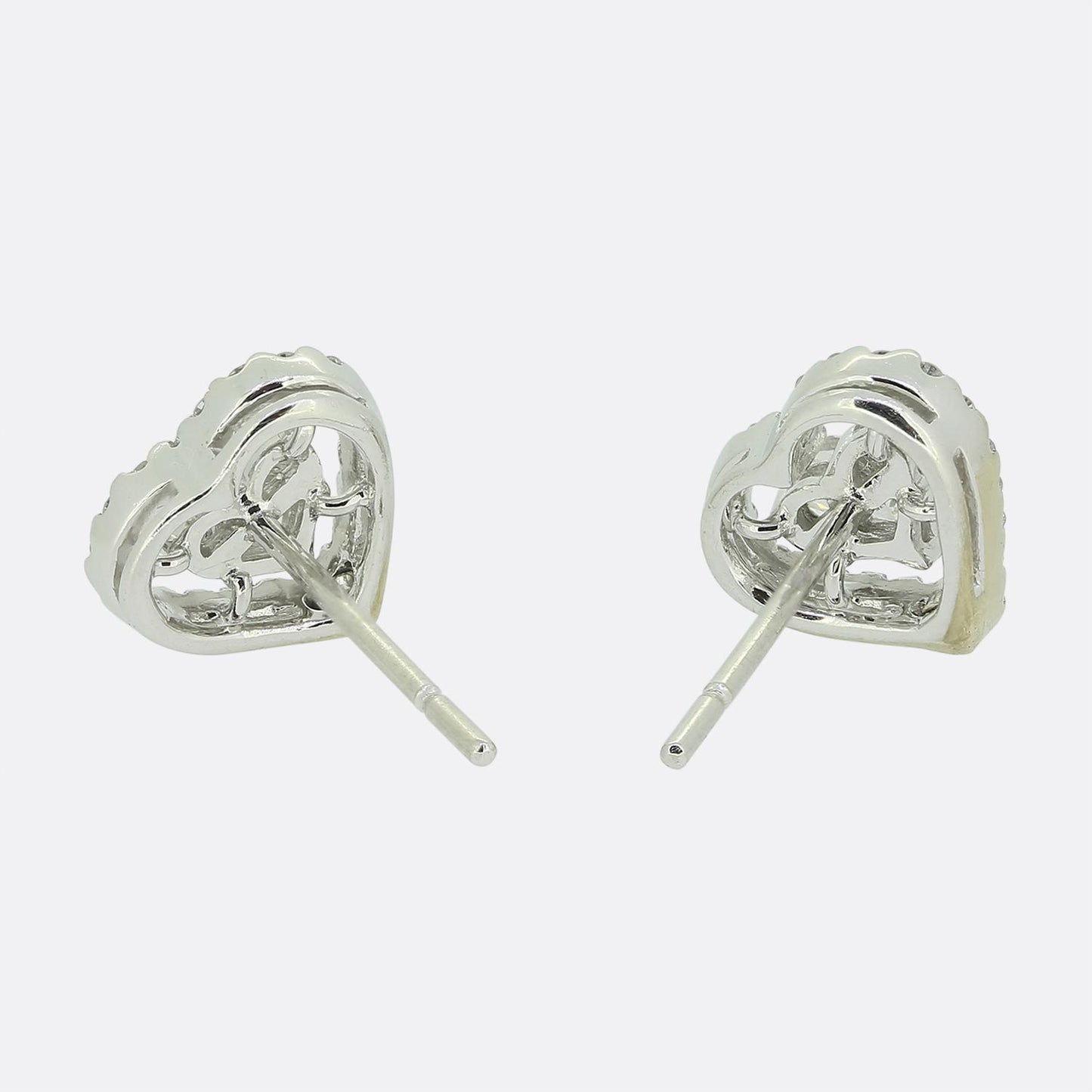 Multi Diamond Cluster Heart Earrings