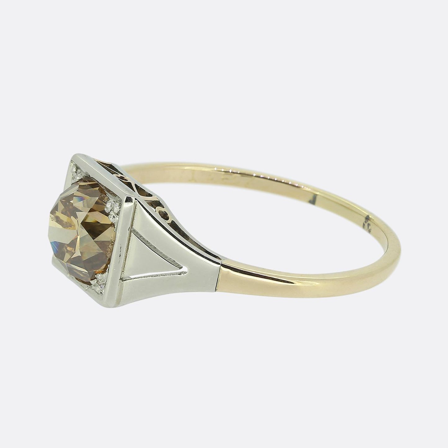 Vintage 1.87 Old Cut Fancy Brown Diamond Engagement Ring