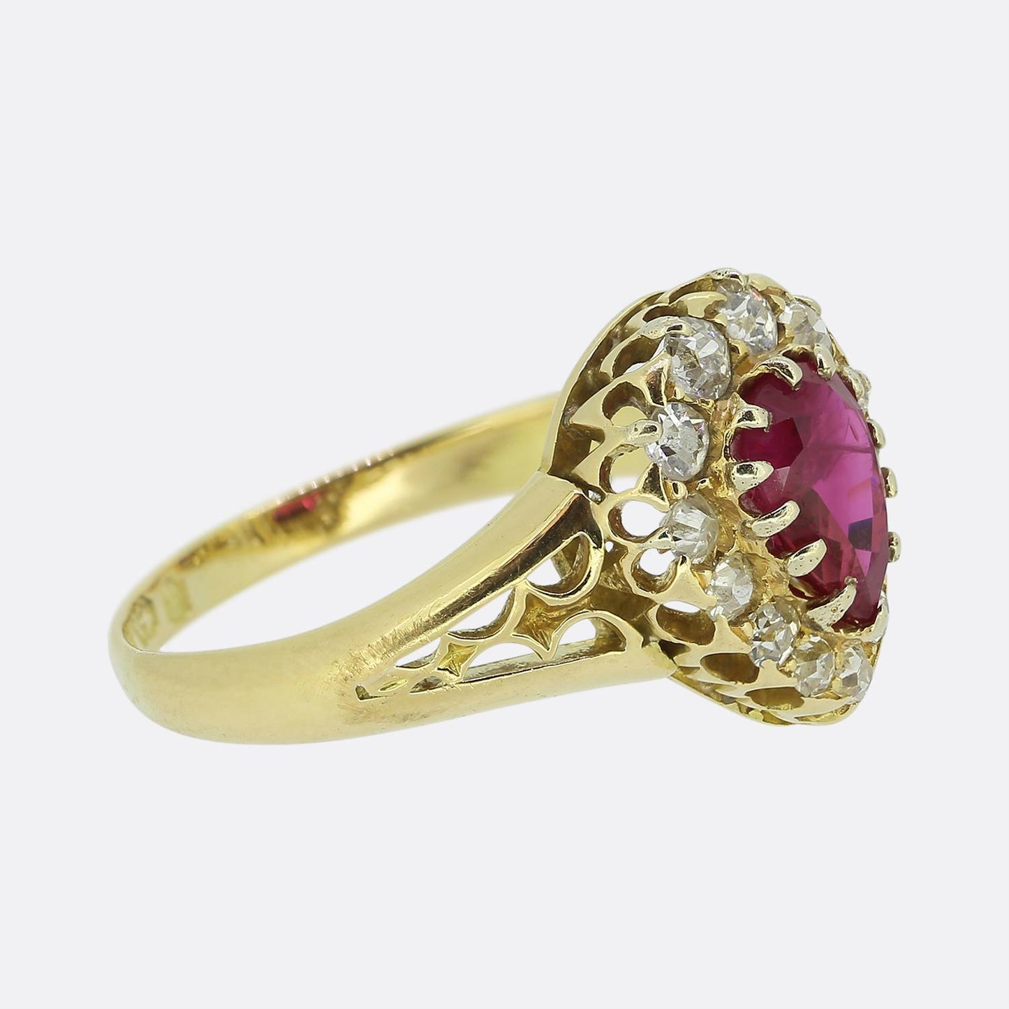 Victorian Ruby and Diamond Cluster Ring