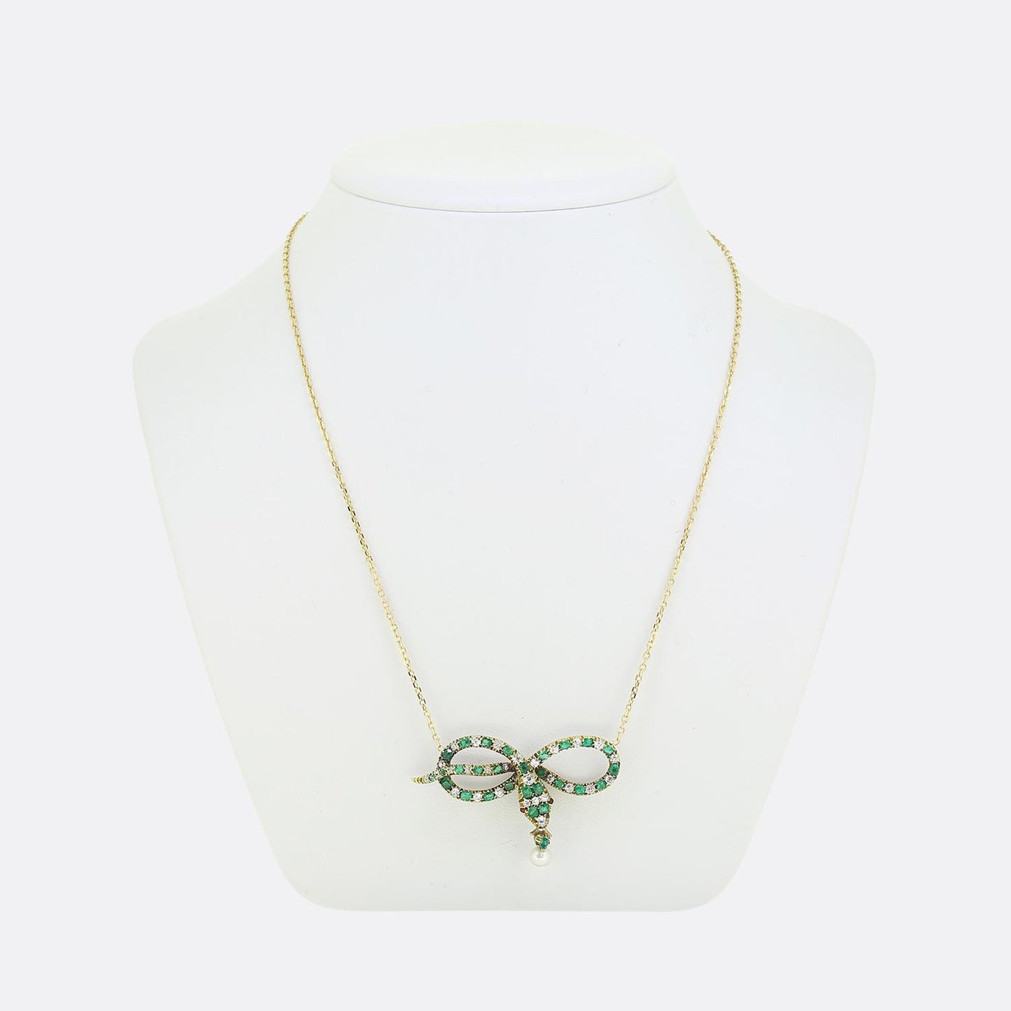 Victorian Pearl Emerald and Diamond Snake Necklace